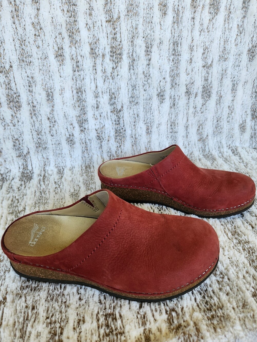 Dansko "Mariella" Red Nubuck Leather Mule Clogs Slip-on | Women's Size 9.5 40 EU - Picture 7 of 11